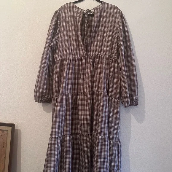 Lisa Says Gah Brown Plaid Dress 3XL - Picture 4 of 6